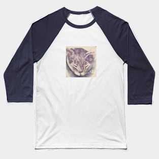 Sleepy gray kitty watercolor Baseball T-Shirt